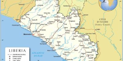 Peta dari Liberia afrika barat