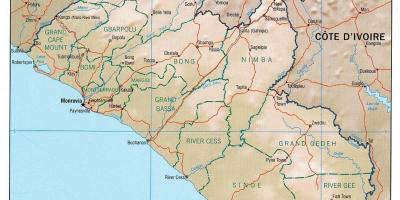 Peta dari peta geografis dari Liberia