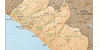 Menggambar peta relief dari Liberia